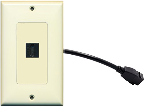 RiteAV (1 Gang Decorative) HDMI Wall Plate w/Pigtail Extension Cable Light Almond