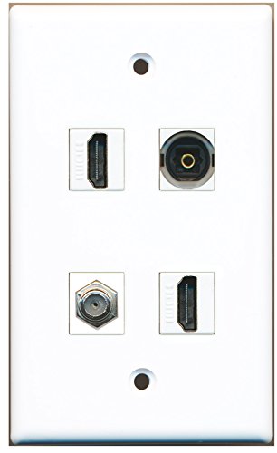 RiteAV - 2 Port HDMI 1 Port Coax Cable TV- F-Type 1 Port Toslink Wall Plate