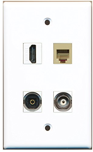 RiteAV - 1 Port HDMI 1 Port Phone RJ11 RJ12 Beige 1 Port Toslink 1 Port BNC Wall Plate