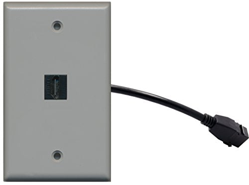 RiteAV (1 Gang Flat HDMI Wall Plate w/Pigtail Extension Cable Gray