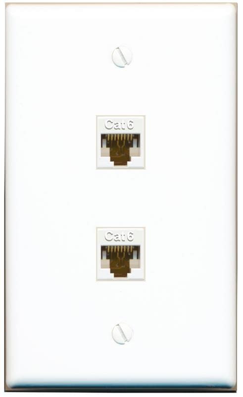 RiteAV 2 Port Cat6 Ethernet Wall Plate - Flat [White/White]