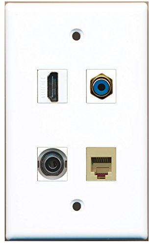 RiteAV - 1 Port HDMI 1 Port RCA Blue 1 Port Phone RJ11 RJ12 Beige 1 Port 3.5mm Wall Plate