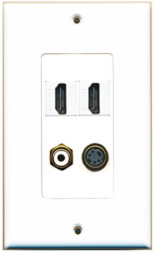 RiteAV 2 Port HDMI 1 Port RCA White 1 Port S-Video Wall Plate OVERSIZED
