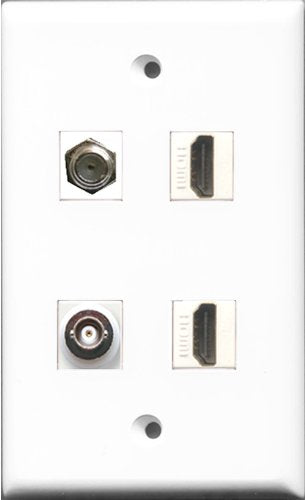 RiteAV - 2 Port HDMI and 1 Port Coax Cable TV- F-Type and 1 Port BNC Wall Plate