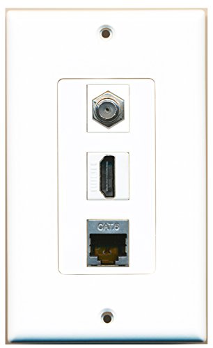 RiteAV 1 Port HDMI 1 Port Coax Cable TV- F-Type 1 Port Shielded Cat6 Ethernet Wall Plate OVERSIZED