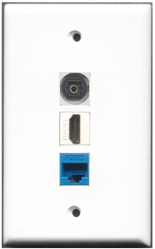 RiteAV - 1 Port HDMI 1 Toslink 1 Cat5e Ethernet Blue Wall Plate