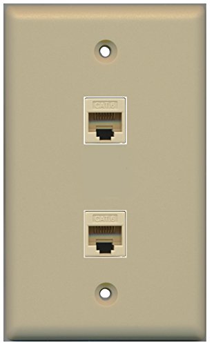 RiteAV (1 Gang Flat 2 Cat6 Ivory Wall Plate Ivory