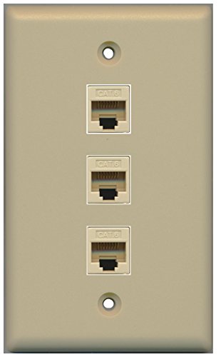 RiteAV (1 Gang Flat 3 Cat6 Ivory Wall Plate Ivory