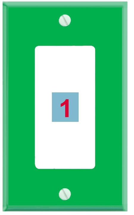 RiteAV Custom Wall Plate 1 Port - 1 Gang Decorative [Green/White]