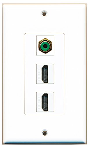 RiteAV 2 Port HDMI 1 RCA Green Wall Plate OVERSIZED
