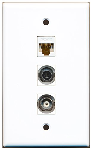 RiteAV - 1 Port 3.5mm and 1 Port BNC and 1 Port Cat6 Ethernet White Wall Plate