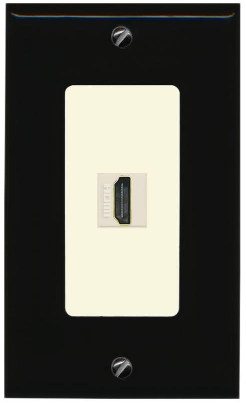 RiteAV HDMI Wall Plate 1 Port - 1 Gang [Black/Light-Almond]