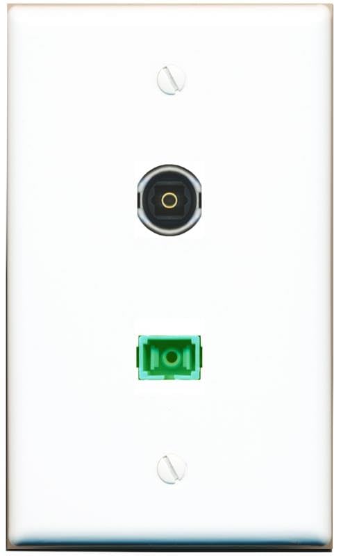 RiteAV 1 Port SC/APC Singlemode Simplex TOSLINK Flat Wall Plate White