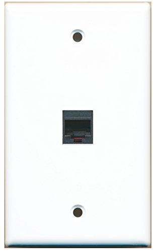 RiteAV 1 RJ11 RJ12 Black Coupler Keystone Type Jack Wall Plate