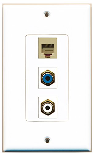 RiteAV 1 Port RCA White 1 Port RCA Blue 1 Port Phone RJ11 RJ12 Beige Wall Plate OVERSIZED