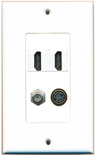 RiteAV 2 Port HDMI 1 Port Coax Cable TV- F-Type 1 Port S-Video Wall Plate OVERSIZED