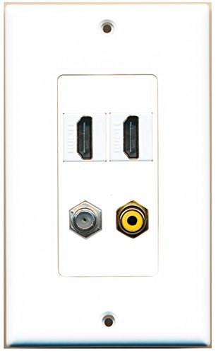 RiteAV 2 Port HDMI 1 Port RCA Yellow 1 Port Coax Cable TV- F-Type Wall Plate OVERSIZED