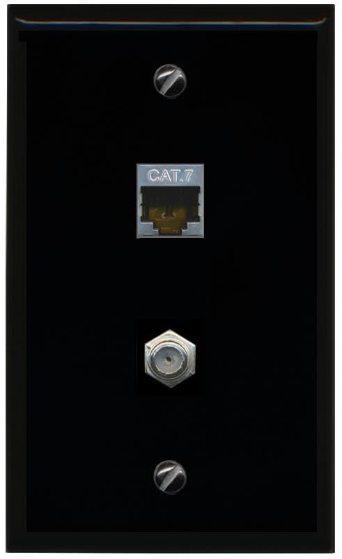 RiteAV Coax and Cat7 Wall Plate - Flat [Black/Black]