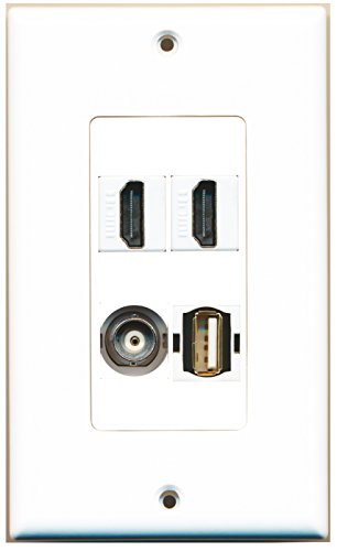 RiteAV 2 Port HDMI 1 Port USB A-A 1 Port BNC Wall Plate OVERSIZED