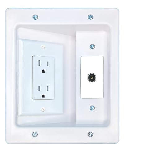 RiteAV TOSLINK Recessed WalL Plate Cable Concealer Management Kit with Power Outlet Hides Cords and Cables