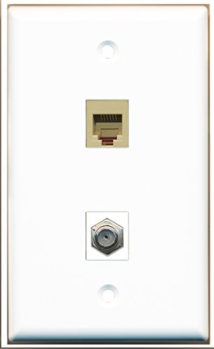 RiteAV - 1 Port Coax 1 Port Phone RJ11 RJ12 Beige Wall Plate - Bracket Included