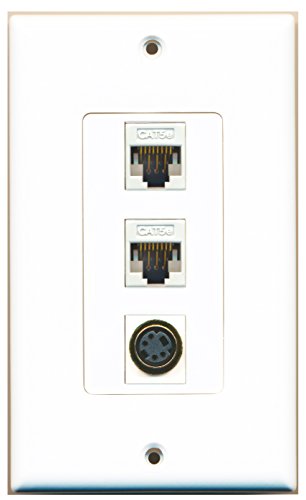 RiteAV 1 Port S-Video 2 Port Cat5e Ethernet White Wall Plate OVERSIZED