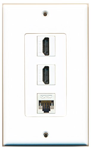 RiteAV 2 Port HDMI 1 Port Cat5e Ethernet White Wall Plate OVERSIZED