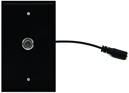 RiteAV (1 Gang Flat 3.5mm Wall Plate w/Pigtail Extension Cable Black