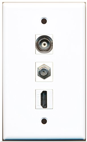 RiteAV - 1 Port HDMI and 1 Port Coax Cable TV- F-Type and 1 Port BNC Wall Plate