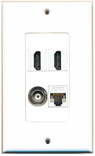 RiteAV 2 Port HDMI 1 Port BNC 1 Port Cat5e Ethernet White Wall Plate OVERSIZED