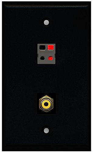RiteAV - Black 1 Port RCA Yellow 1 Port Speaker Wall Plate