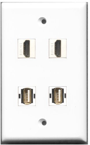 RiteAV - 2 Port HDMI 2 Port USB A-A Wall Plate