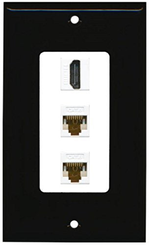 RiteAV - 1 Port HDMI 2 Port Cat6 Ethernet Decorative Wall Plate - Black/White