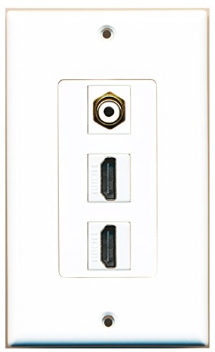 RiteAV 2 Port HDMI 1 RCA White Wall Plate OVERSIZED