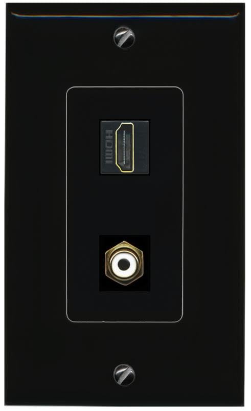 RiteAV HDMI RCA-White Wall Plate Decorative [Black]