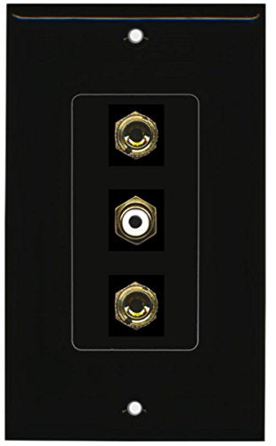 RiteAV - 1 Port RCA White 2 Port Banana Speaker Decorative Wall Plate - Black