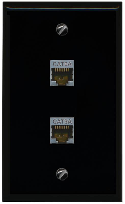 RiteAV 2 Port Cat6A Wall Plate - Flat [Black/Black]