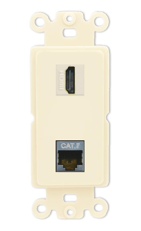 RiteAV HDMI and Cat7 Wall Plate - Rocker [Light-Almond]