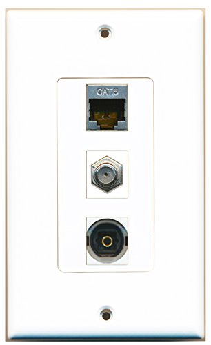RiteAV 1 Port Coax Cable TV- F-Type 1 Port Shielded Cat6 Ethernet 1 Port Toslink Wall Plate OVERSIZED