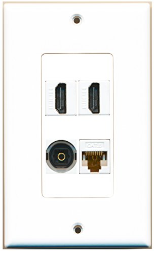 RiteAV 2 Port HDMI 1 Port Toslink 1 Port Cat6 Ethernet White Wall Plate OVERSIZED