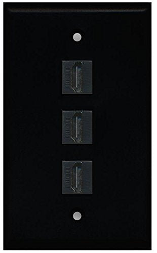 RiteAV (1 Gang Flat 3 HDMI Black Wall Plate Black