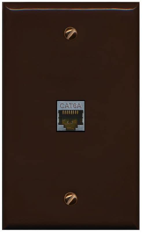 RiteAV 1 Port Cat6A Wall Plate - Flat [Brown/Brown]