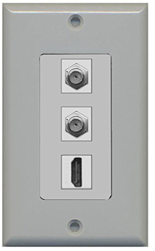 RiteAV - 1 Port HDMI 2 Port Coax Cable TV- F-Type Decorative Wall Plate - Gray