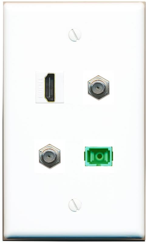 RiteAV - 2 COAX HDMI SC-APC Singlemode Simplex Wall Plate Flat White
