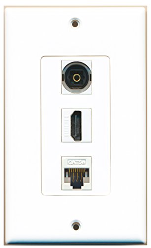 RiteAV 1 Port HDMI 1 Toslink 1 Cat5e Ethernet White Wall Plate OVERSIZED