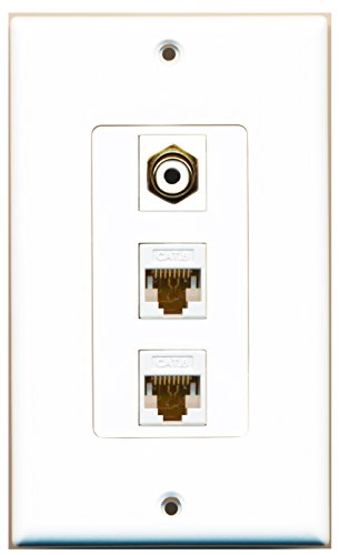 RiteAV 1 Port RCA White 2 Port Cat6 Ethernet White Wall Plate OVERSIZED