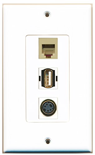 RiteAV 1 Port USB A-A 1 Port Phone RJ11 RJ12 Beige 1 Port S-Video Wall Plate OVERSIZED