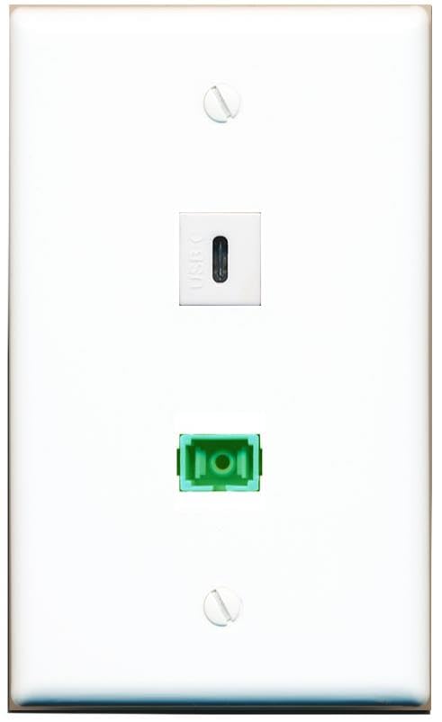 RiteAV 1 Port SC/APC Singlemode Simplex USBC Flat Wall Plate White