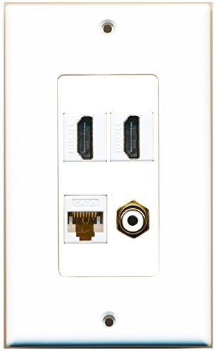 RiteAV 2 Port HDMI 1 Port RCA White 1 Port Cat6 Ethernet White Wall Plate OVERSIZED