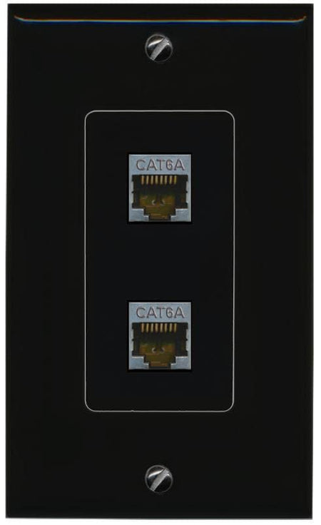 RiteAV 2 CAT6A Wall Plate Decorative [Black]